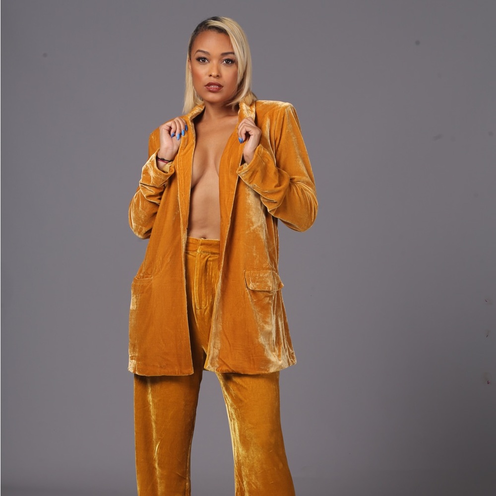 Gold Velvet Blazer